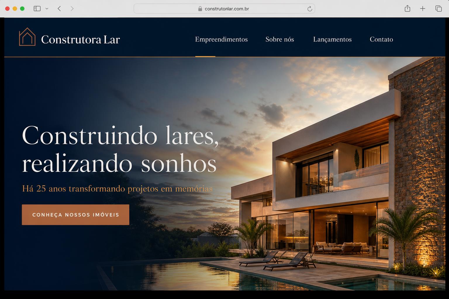 Site do projeto Construtora Lar desenvolvido pela Site24