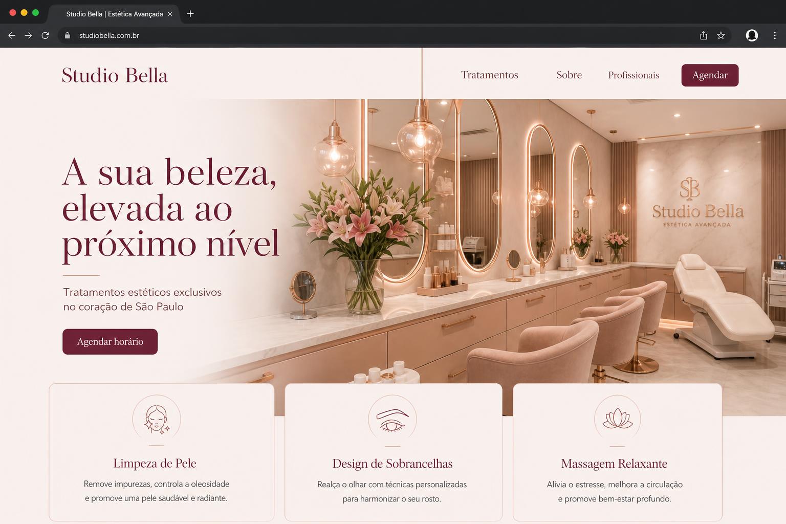 Site do projeto Studio Bella desenvolvido pela Site24